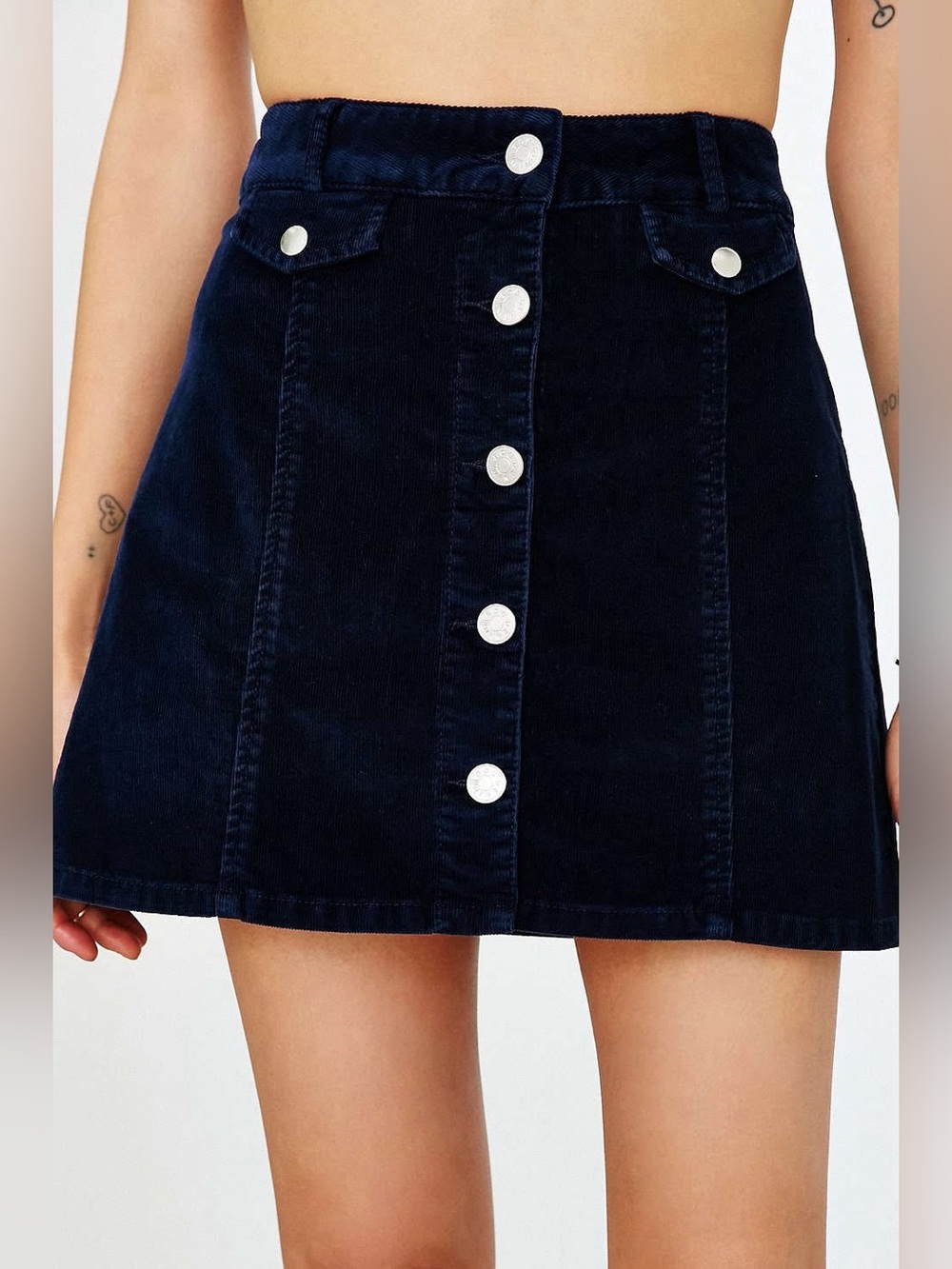 Urban Outfitters BDG Navy Corduroy Button-Front Mini Skirt - Size 6
